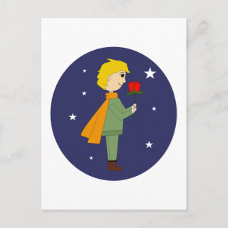 Carte Postale El principito admirando su rosa