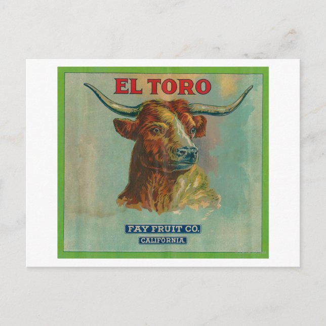 Carte Postale El Toro Orange Étiquette (Devant)