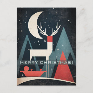 Carte Postale Élan de Noël Magique Abstrait