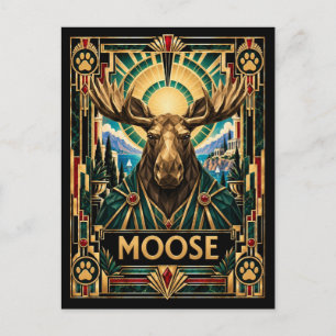 Carte Postale Élan, faune Art Déco