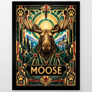 Carte Postale Élan, faune Art Déco