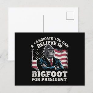 Carte Postale Élection 2024 Vote Drôle Sasquatch USA