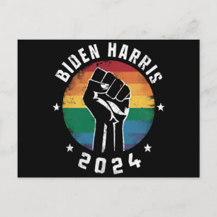 Carte Postale Élection Biden Harris 2024 LGBT Arc-en-ciel Fierté
