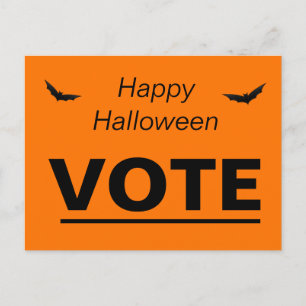 Carte Postale Election Vote Orange Black Halloween Bats