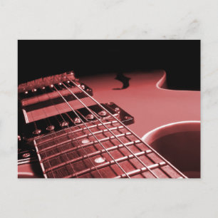 Carte Postale Electric Guitar Close Up Photo 6 String- Red