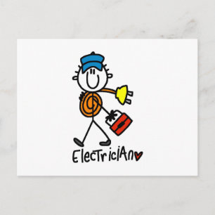 Carte Postale Électricien en bonhomme allumette