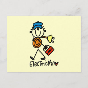 Carte Postale Électricien en bonhomme allumette