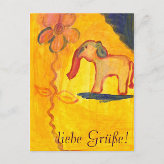 Carte Postale elefer mit blume von Lola Mono