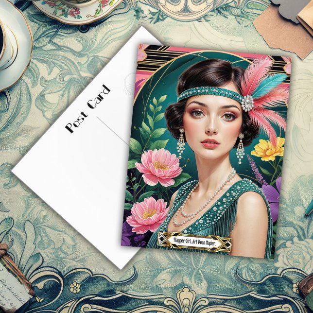 Carte Postale Elégance Cocktail des Années 1920 Fille Flapper (Créateur téléchargé)