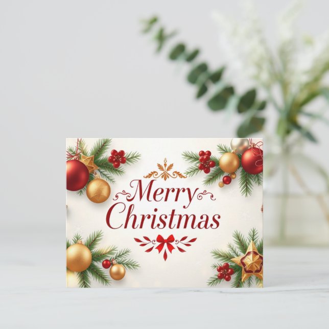 Carte Postale Élégance de Noël : Une fête festive (Debout devant)