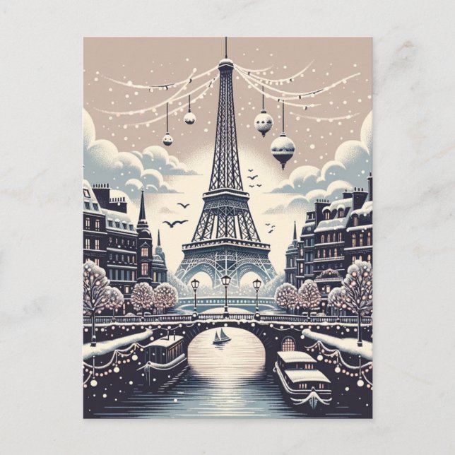 Carte Postale Elégance d'hiver parisienne - Noël en ville (Devant)