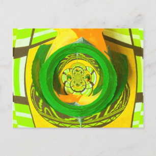 Carte Postale Elégance d'or : Beau art rose jaune africain