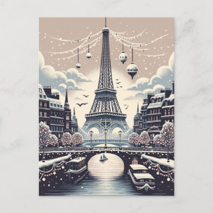 Carte Postale Élégance hivernale parisienne - Noël dans la ville