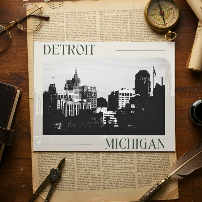 Carte Postale Élégance intemporelle de Detroit, Michigan ( Detroit Michigan Postcard)