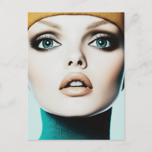 Carte Postale Élégance Intemporelle : Portrait d'un Modèle Iconi