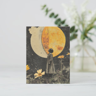 Carte Postale Élégance Lune - Femme avec Lune