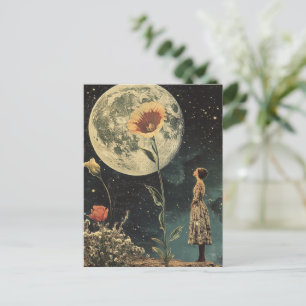 Carte Postale Élégance Lune - Femme avec Lune