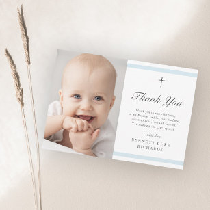 Carte Postale Elegance moderne garçons Baptême Merci