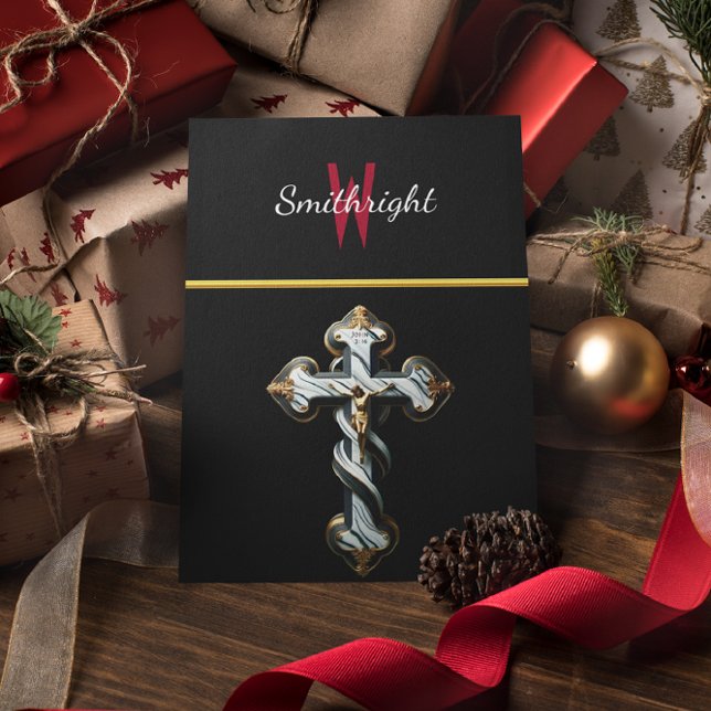 Carte Postale Élégance monochrome : Logo rouge W sur noir et bla (Créateur téléchargé)