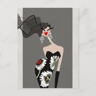 Carte Postale Élégance Sophistiquée Art d'Illustration de Mode