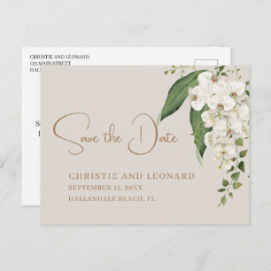 Carte Postale Elegance White Orchid Enregistrer la date