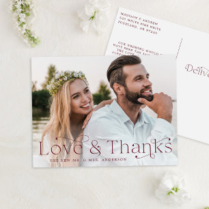 Carte Postale Élégant amour et merci Mariage Merci