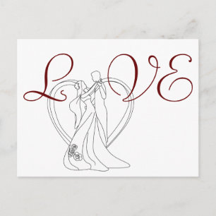 Carte Postale Élégant AMOUR Mariage Couple Danse avec le coeur