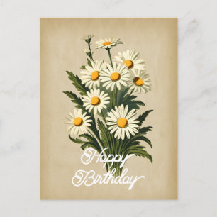 Carte Postale Élégant Anniversaire Fleur de Marguerite Blanche V