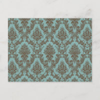 Élégant Aqua & Motif Damassé au Chocolat | Vintage