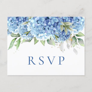 Carte Postale Elégant aquarelle bleu Hydrangea Mariage RSVP