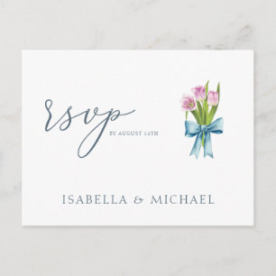 Carte Postale Elégant Aquarelle Floral Wedding Rsvp