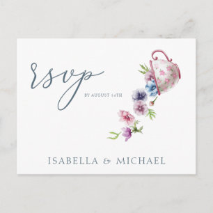 Carte Postale Elégant Aquarelle Floral Wedding Rsvp