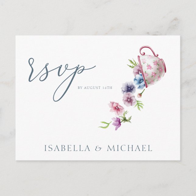 Carte Postale Elégant Aquarelle Floral Wedding Rsvp (Devant)