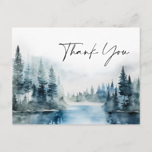 Carte Postale Elégant aquarelle Foggy Mariage Merci forestier