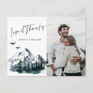 Carte Postale Elégant Aquarelle Montagnes PHOTO Merci