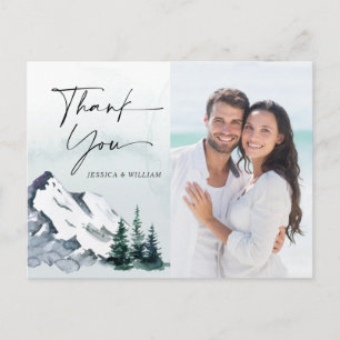 Carte Postale Elégant Aquarelle Montagnes PHOTO Merci