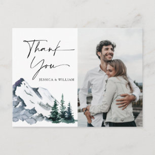 Carte Postale Elégant Aquarelle Montagnes PHOTO Merci