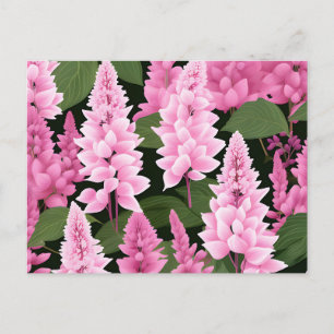Carte Postale Élégant Astilbe Floral Répétition avec Vert