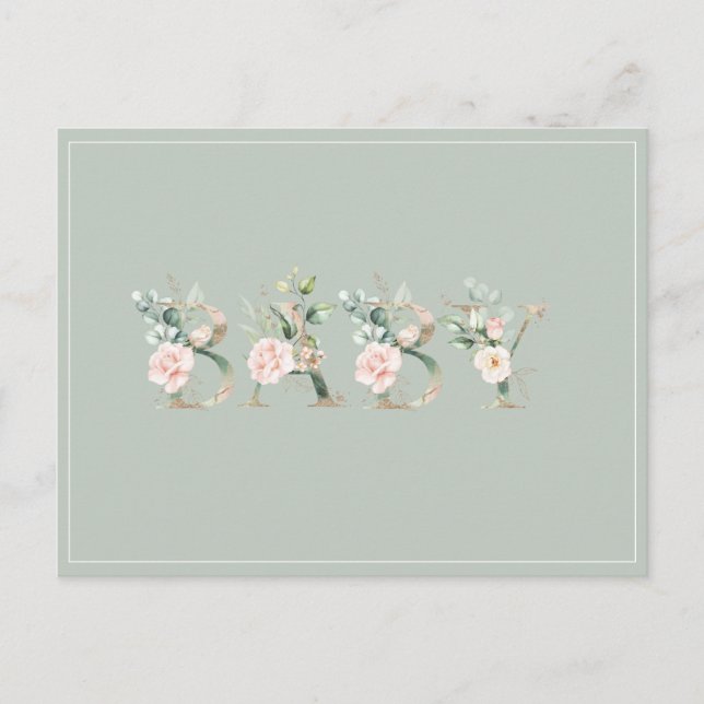 Carte Postale Elégant Baby shower de couleur Aquarelle rose (Devant)