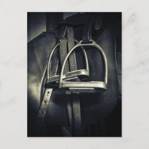 Carte Postale Élégant bâton d'argent sur selle d'équitation angl