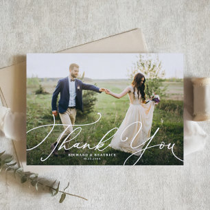 Carte Postale Elegant Beatrice Script Photo Mariage Merci