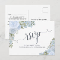 Elégant bleu azur aquarelle mariage floral RSVP