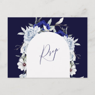 Carte Postale Elégant bleu bleu marine Floral Arch Wedding RSVP