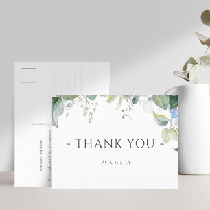 Carte Postale Elégant bleu Floral Hydrangea Mariage Merci