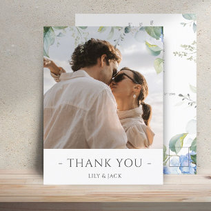 Carte Postale Elégant bleu Floral Hydrangea Mariage Merci