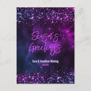 Carte Postale Elégant bleu violet marbre art Noël Nouvel An