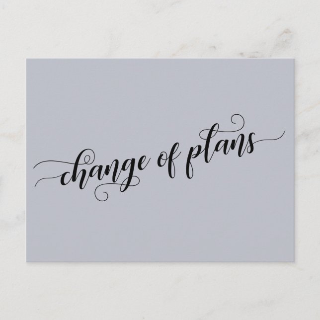 Carte Postale Élégant Blue Changement de plans Reporté Mariage (Devant)