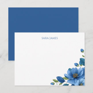 Carte Postale Elegant Blue Floral Personal Postcard