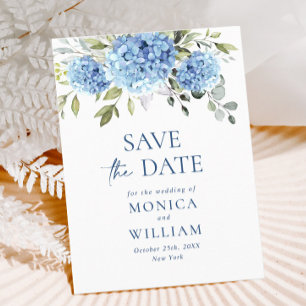 Carte Postale Elégant Blue Hydrangea Wedding Enregistrer la date