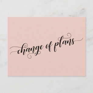 Carte Postale Élégant Blush Changement de plans Reporté Mariage